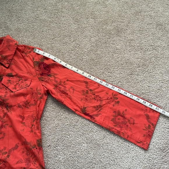 Uncle Frank Button Up Ruffle Orange Cotton Floral Dress Women’s Small Artsy - Picture 7 of 9